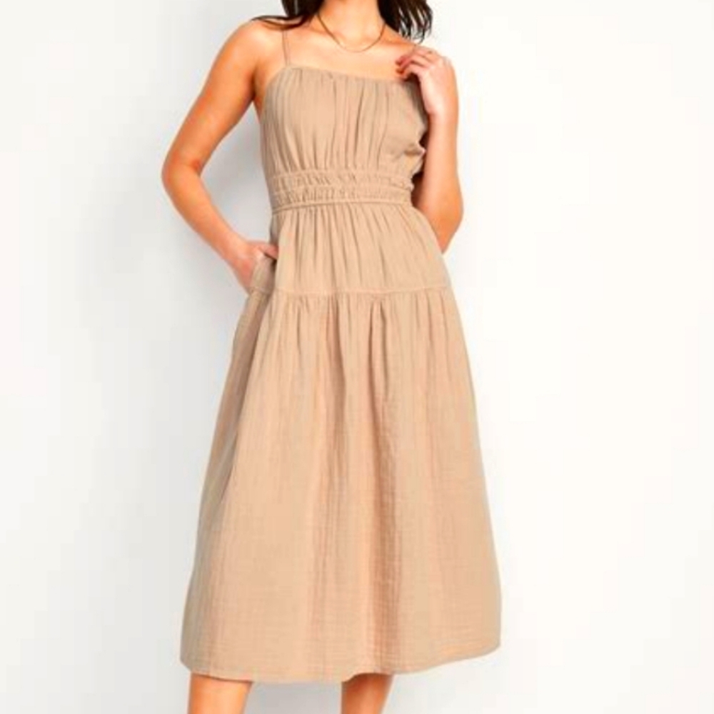 🎊Host Pick🎊 Old Navy Waist-Defined Smocked Tiered Midi Cami Dress